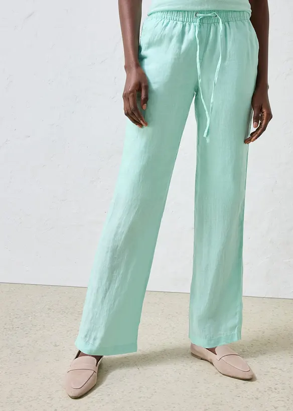 Schlupfhose  aus reinem Leinen in grün von vorne - bonprix