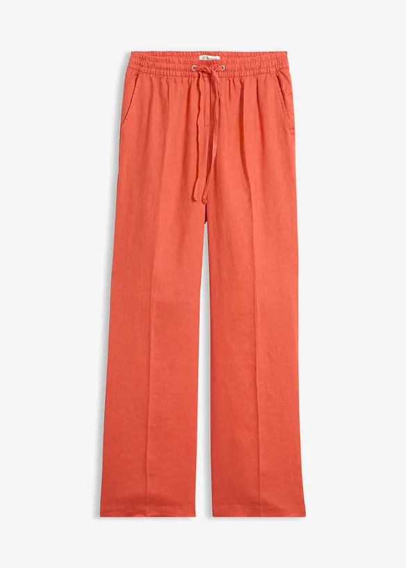 Schlupfhose  aus reinem Leinen in rot von vorne - bonprix