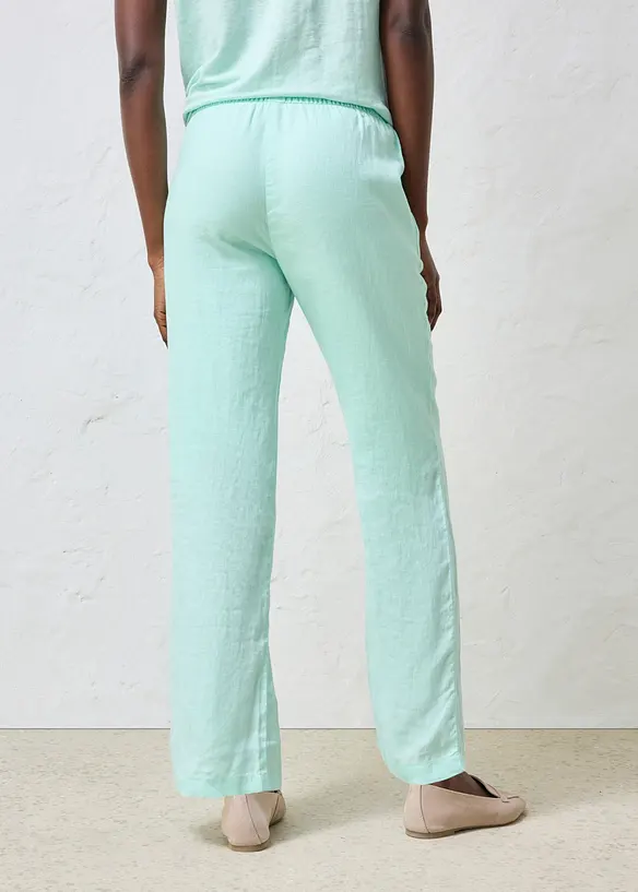Schlupfhose  aus reinem Leinen in grün von hinten - bonprix
