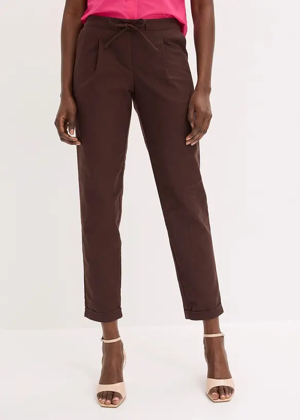Leinenhose aus reinem Leinen in braun von vorne - bonprix Leinenhose aus reinem Leinen in braun von vorne - bonprix