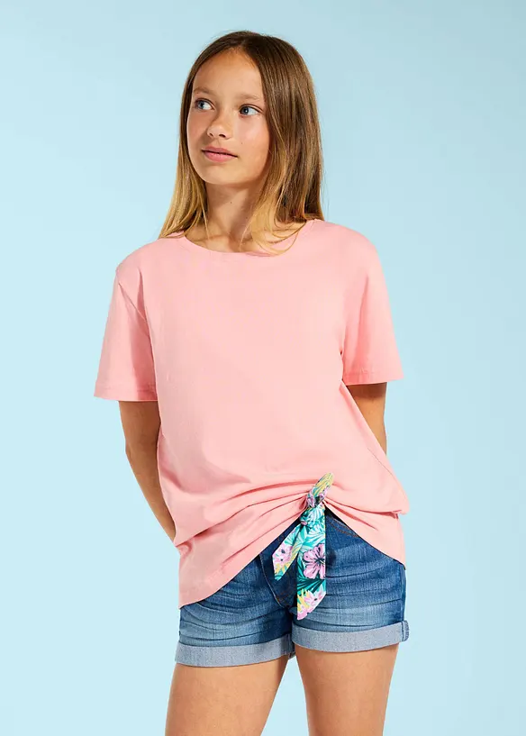 T-Shirt aus reiner Bio-Baumwolle (3er Pack) in rosa von vorne (im Anschnitt) - bonprix