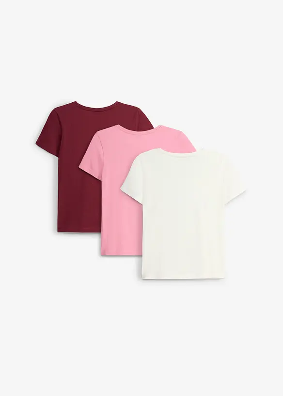 T-Shirt aus reiner Bio-Baumwolle (3er Pack) in weiß von hinten - bonprix