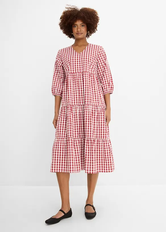 Tunika-Kleid aus festem Baumwoll-Mix in rot von vorne (Totalaufnahme) - bonprix Tunika-Kleid aus festem Baumwoll-Mix in rot von vorne (Totalaufnahme) - bonprix