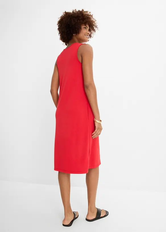 Shirtkleid aus Punto di Roma in rot von hinten (Totalaufnahme) - bonprix Shirtkleid aus Punto di Roma in rot von hinten (Totalaufnahme) - bonprix