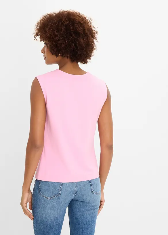 Shirt mit V-Ausschnitt mit reiner Bio-Baumwolle in rosa von hinten (im Anschnitt) - bonprix
