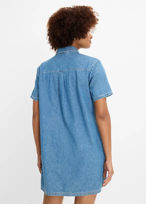Oversize Jeanskleid aus Bio-Baumwolle in blau von hinten (Totalaufnahme) - bonprix