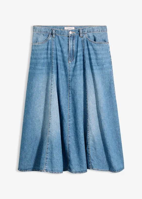 Leichter Jeansrock mit verstellbarem Bund in blau von vorne - bonprix Leichter Jeansrock mit verstellbarem Bund in blau von vorne - bonprix
