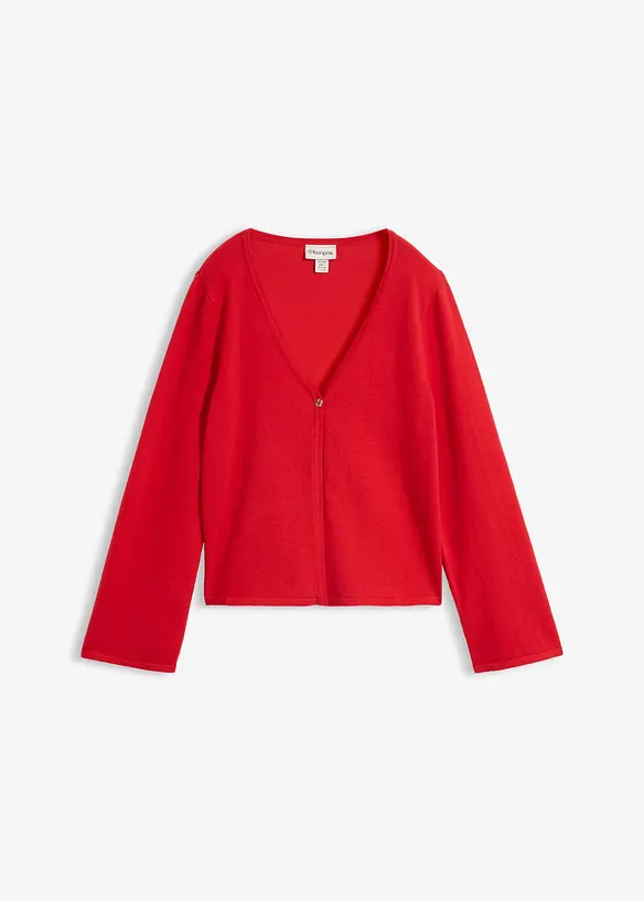 Feinstrickjacke aus Baumwoll-Mix in rot von vorne - bonprix Feinstrickjacke aus Baumwoll-Mix in rot von vorne - bonprix