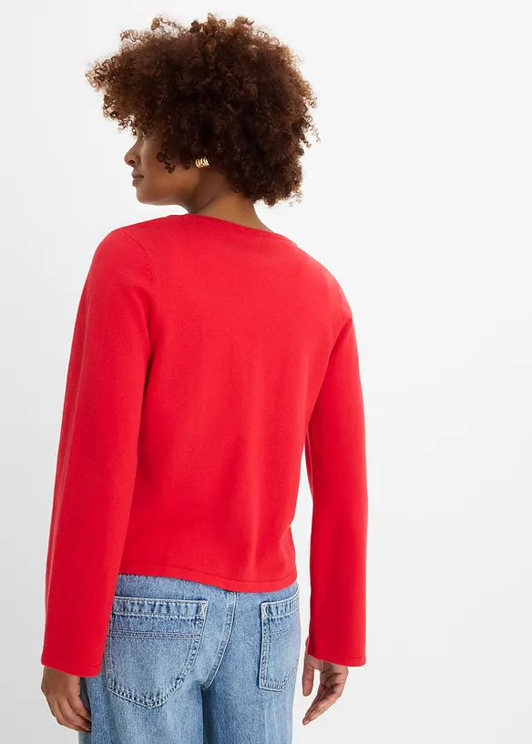 Feinstrickjacke aus Baumwoll-Mix in rot von hinten (im Anschnitt) - bonprix Feinstrickjacke aus Baumwoll-Mix in rot von hinten (im Anschnitt) - bonprix