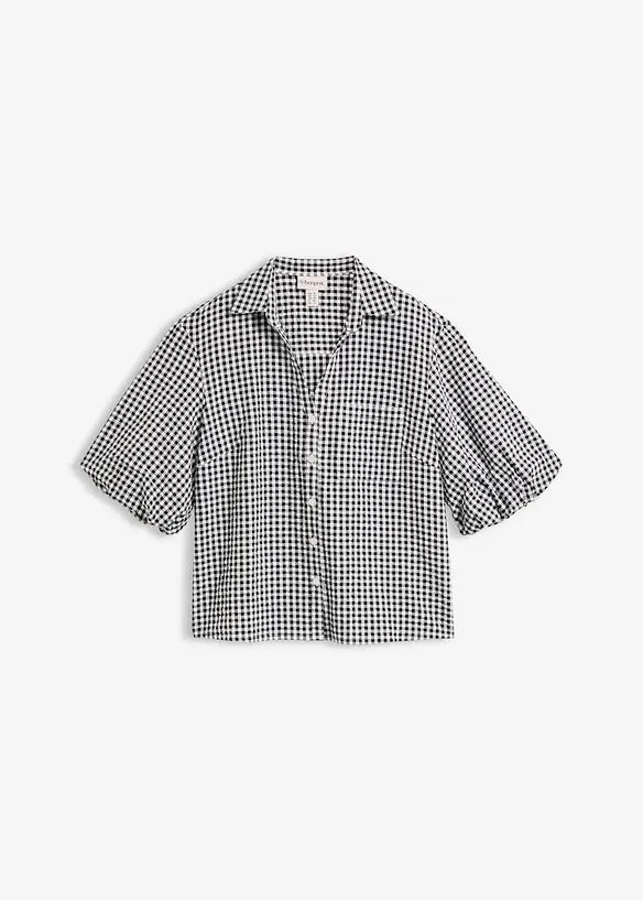 Bluse aus reiner Baumwolle in schwarz von vorne - bonprix