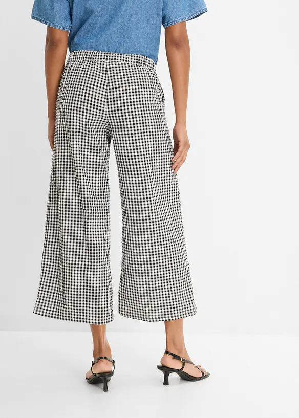 Seersucker-Schlupfhose aus reiner Baumwolle in schwarz von hinten - bonprix Seersucker-Schlupfhose aus reiner Baumwolle in schwarz von hinten - bonprix