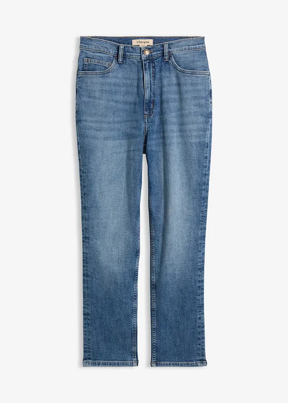 Slim-Fit-Jeans High Waist cropped in blau von vorne - bonprix Slim-Fit-Jeans High Waist cropped in blau von vorne - bonprix