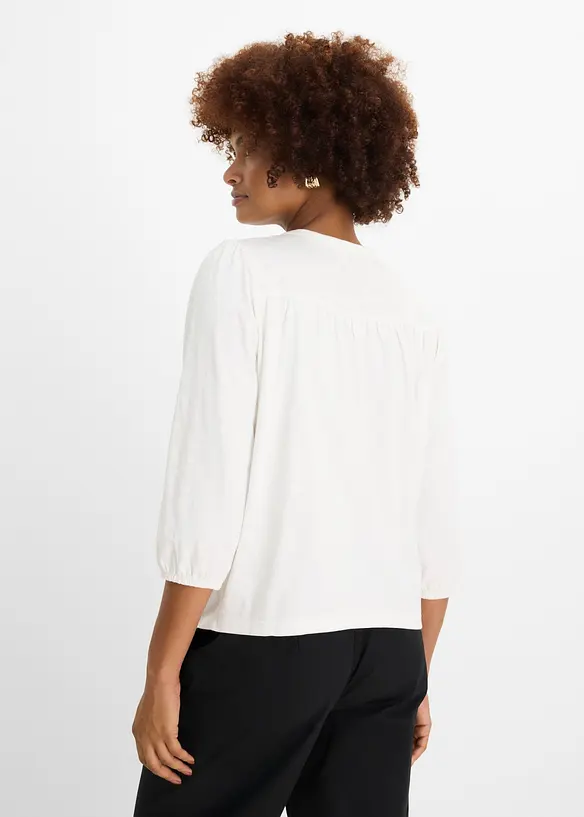 Flammgarn-Shirtbluse aus reiner Bio-Baumwolle in weiß von hinten (im Anschnitt) - bonprix