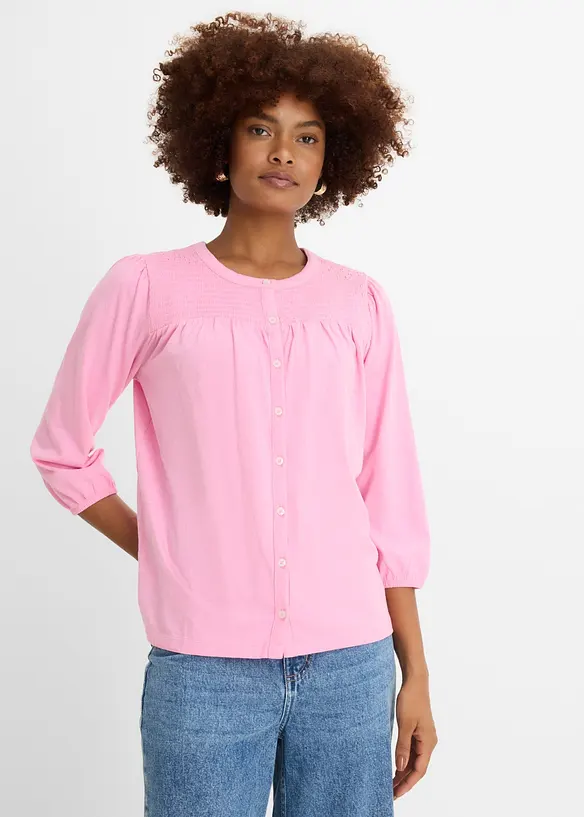 Flammgarn-Shirtbluse aus reiner Bio-Baumwolle in rosa von vorne (im Anschnitt) - bonprix Flammgarn-Shirtbluse aus reiner Bio-Baumwolle in rosa von vorne (im Anschnitt) - bonprix