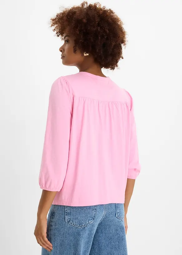 Flammgarn-Shirtbluse aus reiner Bio-Baumwolle in rosa von hinten (im Anschnitt) - bonprix Flammgarn-Shirtbluse aus reiner Bio-Baumwolle in rosa von hinten (im Anschnitt) - bonprix