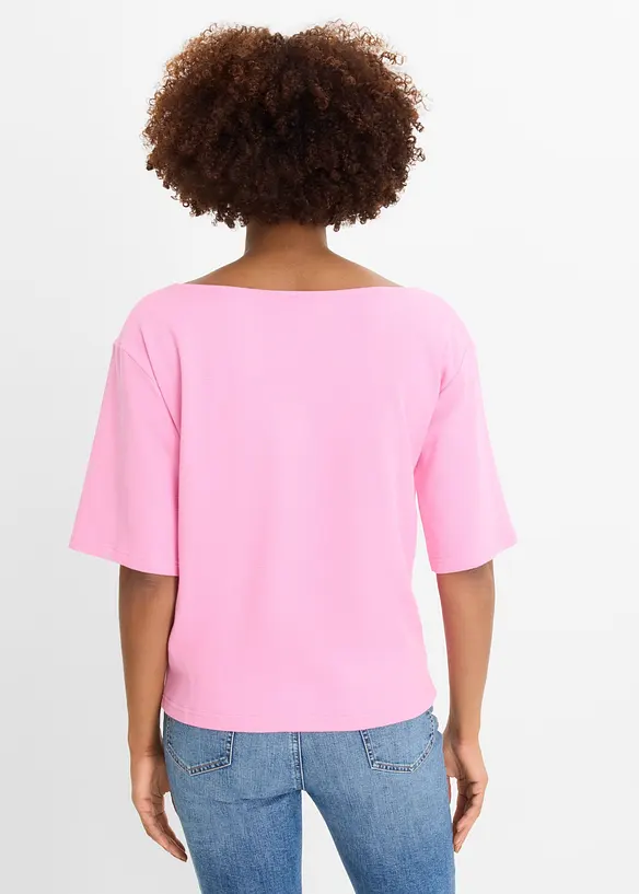Shirt aus Bio-Baumwolle in Waffeloptik in rosa von hinten (im Anschnitt) - bonprix