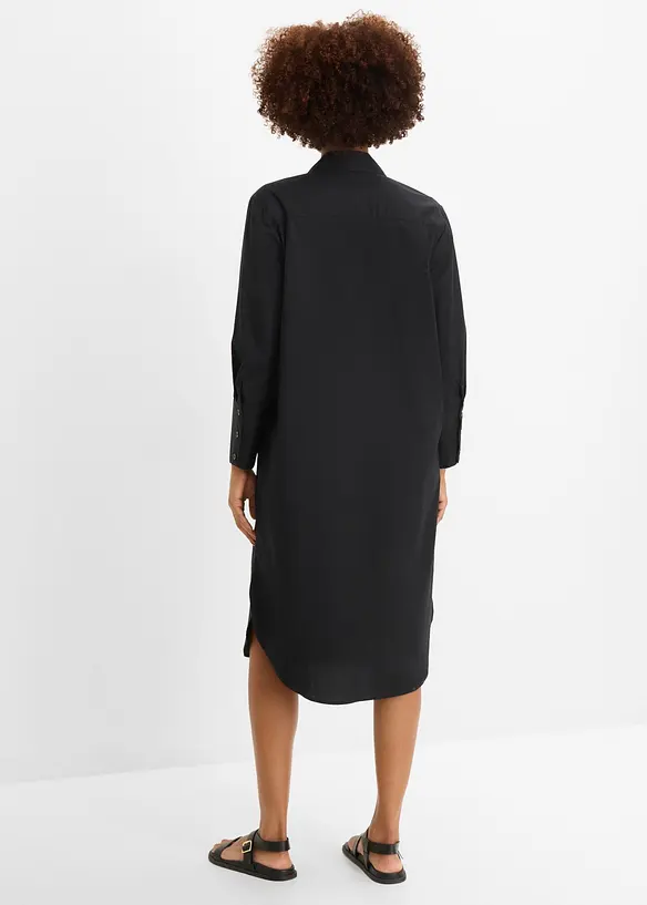 Hemdblusenkleid aus Baumwolle in schwarz von hinten (Totalaufnahme) - bonprix Hemdblusenkleid aus Baumwolle in schwarz von hinten (Totalaufnahme) - bonprix