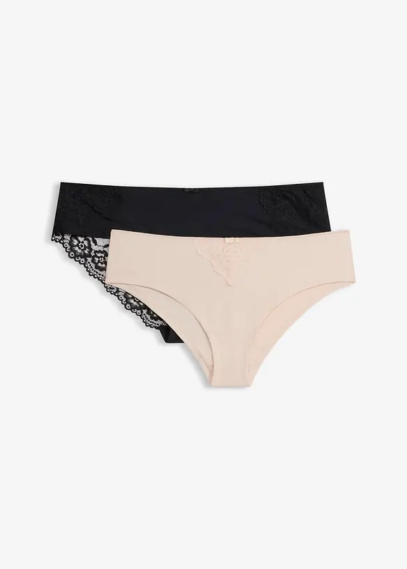 Hipster (2er Pack) in schwarz von vorne - bonprix