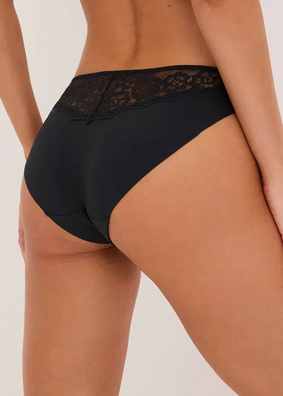 Minislip mit nahtloser Hinterhose in schwarz von hinten - bonprix