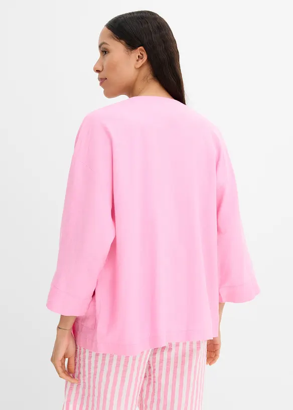 Kimono-Bluse aus Leinen-Viskose-Mix in rosa von hinten (im Anschnitt) - bonprix Kimono-Bluse aus Leinen-Viskose-Mix in rosa von hinten (im Anschnitt) - bonprix