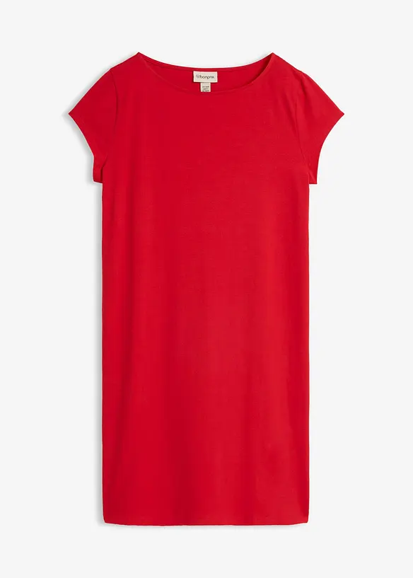 Shirtkleid aus elastischem Baumwoll-Mix in rot von vorne - bonprix