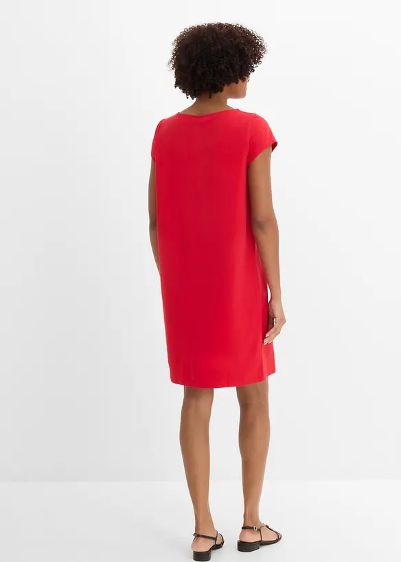 Shirtkleid aus elastischem Baumwoll-Mix in rot von hinten (Totalaufnahme) - bonprix