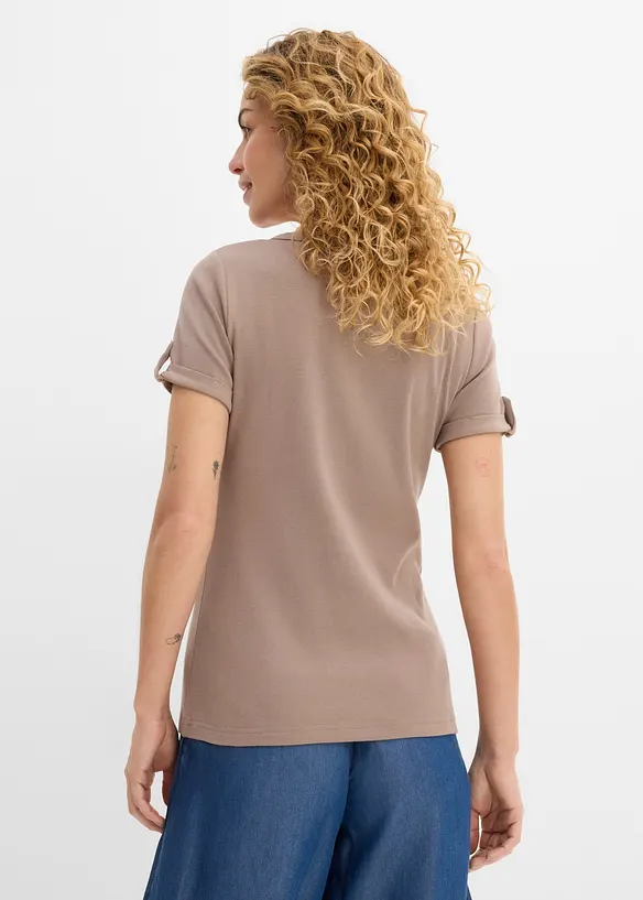 Henleyshirt aus reiner Bio-Baumwolle in braun von hinten (im Anschnitt) - bonprix Henleyshirt aus reiner Bio-Baumwolle in braun von hinten (im Anschnitt) - bonprix