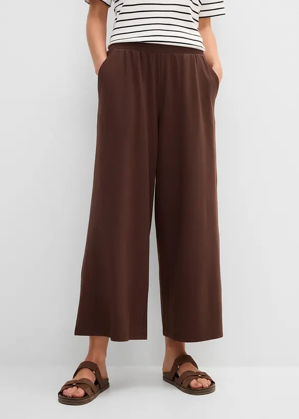 7/8-Hose aus Bio-Baumwolle mit Stretch in braun von vorne - bonprix