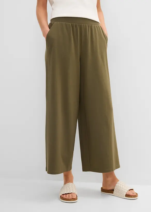 7/8-Hose aus Bio-Baumwolle mit Stretch in grün von vorne - bonprix