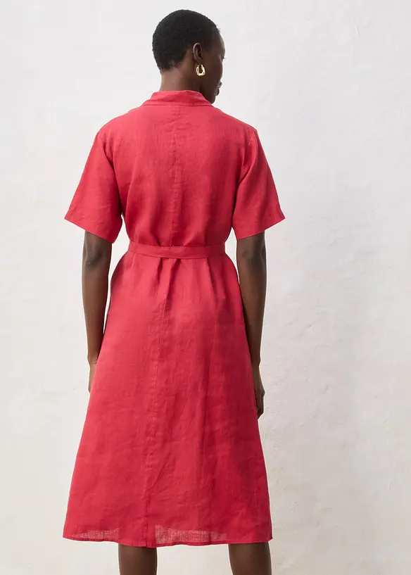 Blusenkleid aus reinem Leinen in rot von hinten (Totalaufnahme) - bonprix Blusenkleid aus reinem Leinen in rot von hinten (Totalaufnahme) - bonprix