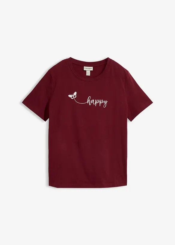 T-Shirt aus reiner Baumwolle in rot von vorne - bonprix