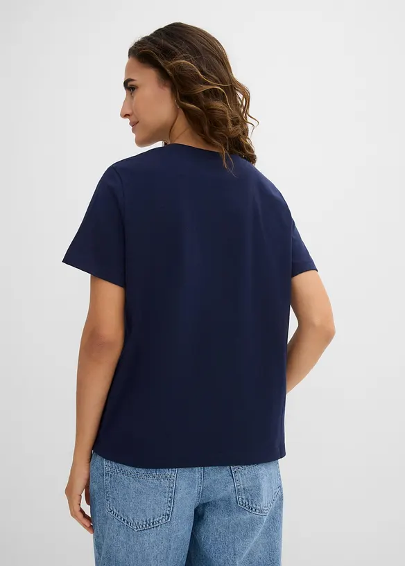 T-Shirt aus reiner Baumwolle in blau von hinten (im Anschnitt) - bonprix