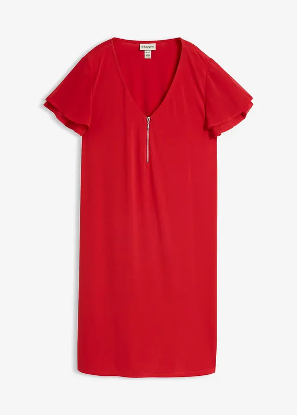 Shirtkleid mit Chiffonärmeln in rot von vorne - bonprix Shirtkleid mit Chiffonärmeln in rot von vorne - bonprix