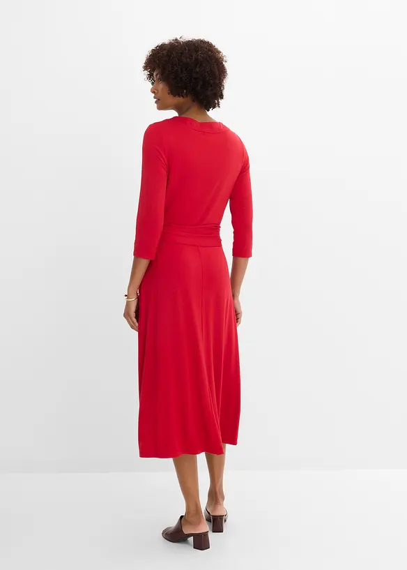 Viskose Jerseykleid in rot von hinten (Totalaufnahme) - bonprix