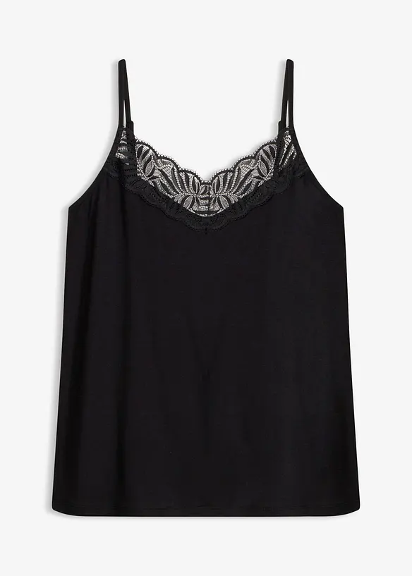 Spaghettiträger-Top in schwarz von vorne - bonprix Spaghettiträger-Top in schwarz von vorne - bonprix
