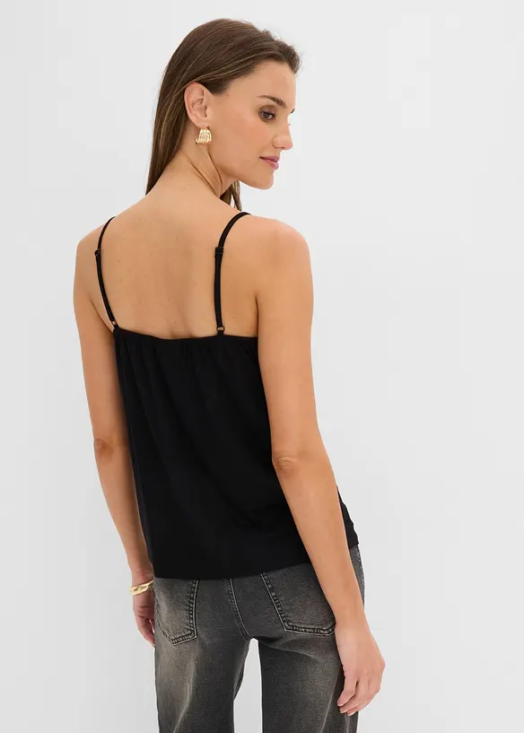 Spaghettiträger-Top in schwarz von hinten (im Anschnitt) - bonprix Spaghettiträger-Top in schwarz von hinten (im Anschnitt) - bonprix
