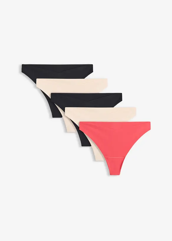 V-String aus Polyamid (5er Pack) in beige von vorne - bonprix