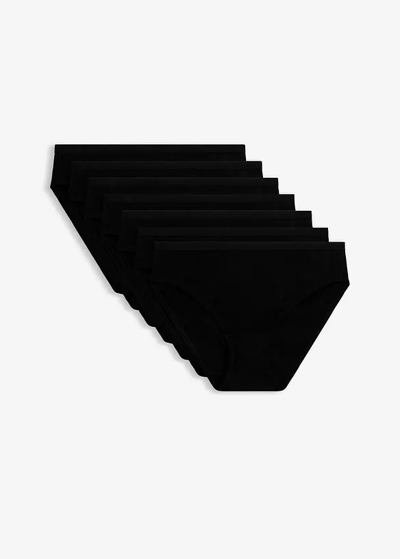 Slip aus feiner Rippe (7er Pack) in schwarz von vorne - bonprix