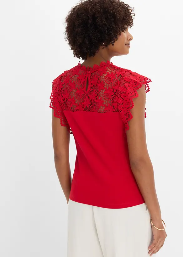 Shirt aus elastischem Baumwoll-Mix in rot von hinten (im Anschnitt) - bonprix
