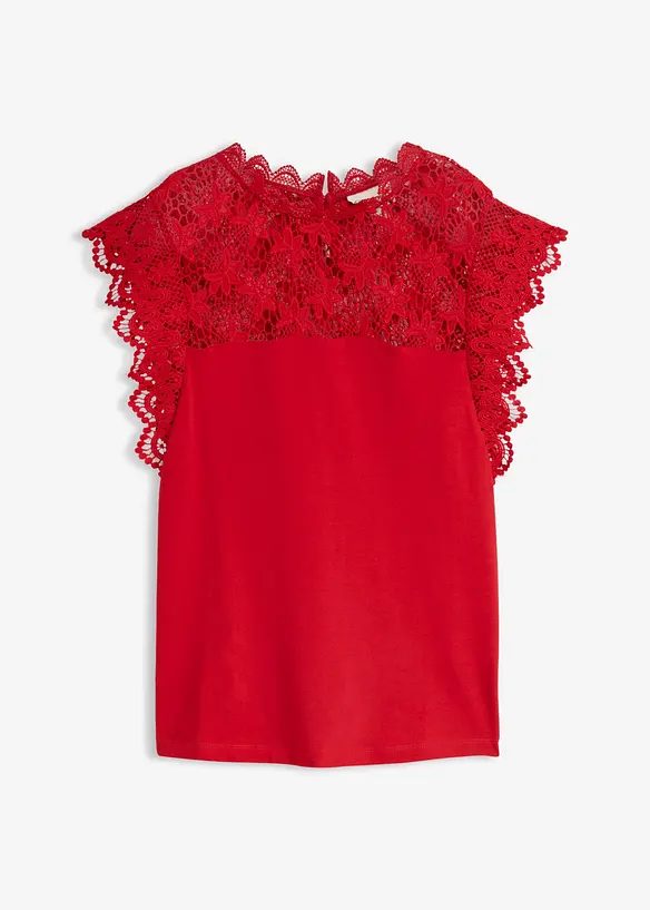 Shirt aus elastischem Baumwoll-Mix in rot von vorne - bonprix