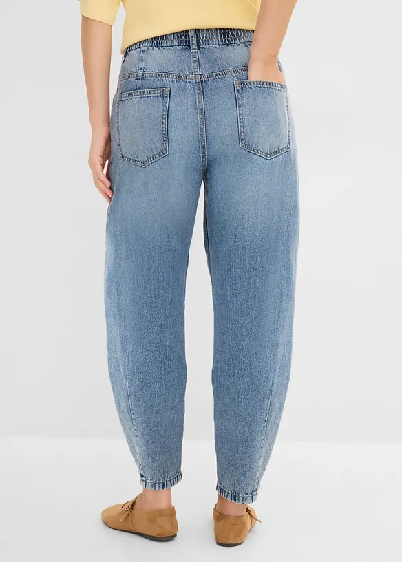 Leichte Barrel-Jeans High Waist cropped in blau von hinten - bonprix
