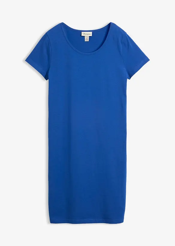 Shirtkleid aus Bio-Baumwoll-Stretch in blau von vorne - bonprix