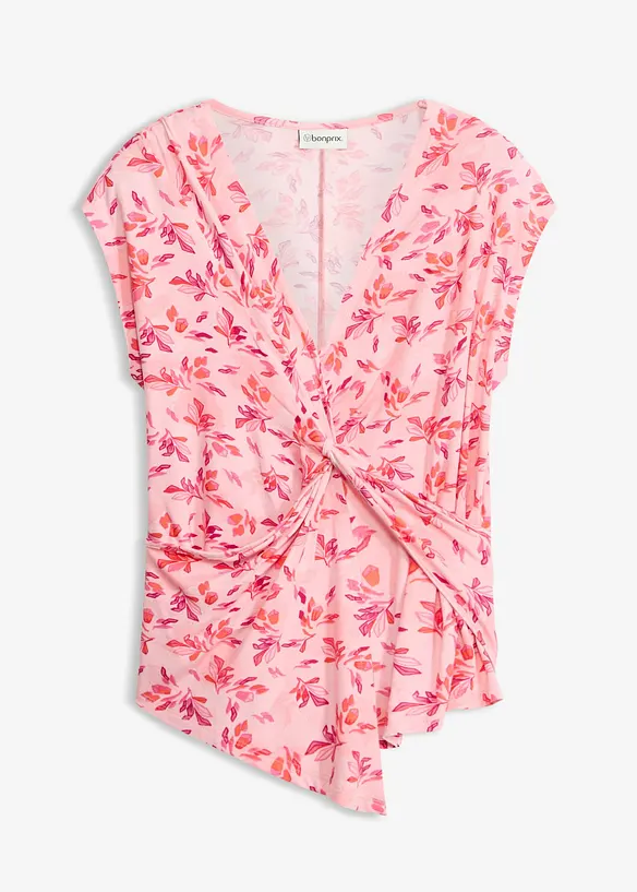 Shirt mit Knoten-Detail in rosa von vorne - bonprix