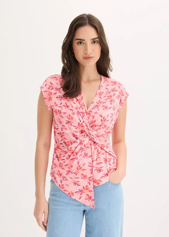 Shirt mit Knoten-Detail in rosa von vorne (im Anschnitt) - bonprix