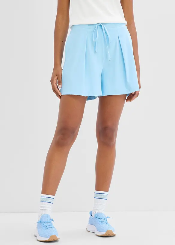 Sport-Shorts mit Zierfalten, schnelltrocknend in blau von vorne - bonprix Sport-Shorts mit Zierfalten, schnelltrocknend in blau von vorne - bonprix