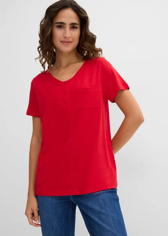 T-Shirt aus Baumwoll-Viskose-Mix in rot von vorne (im Anschnitt) - bonprix