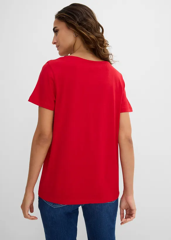 T-Shirt aus Baumwoll-Viskose-Mix in rot von hinten (im Anschnitt) - bonprix