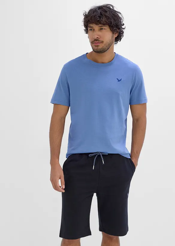 T-Shirt in Regular Fit (3er Pack) in blau von vorne (im Anschnitt) - bonprix