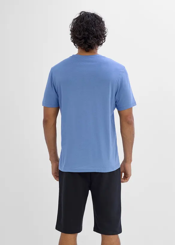 T-Shirt in Regular Fit (3er Pack) in blau von hinten (im Anschnitt) - bonprix