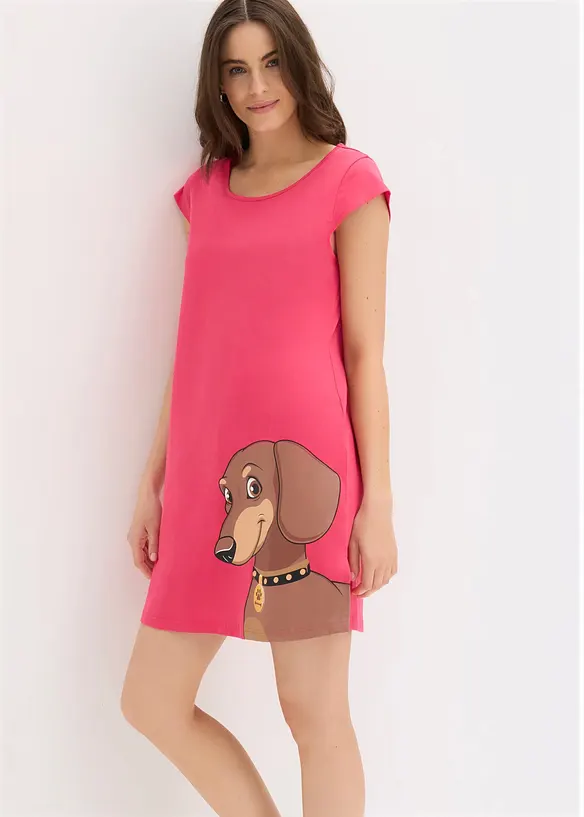 Kurzes Nachthemd aus reiner Bio-Baumwolle in pink im Look von vorne (Totalaufnahme) - bonprix